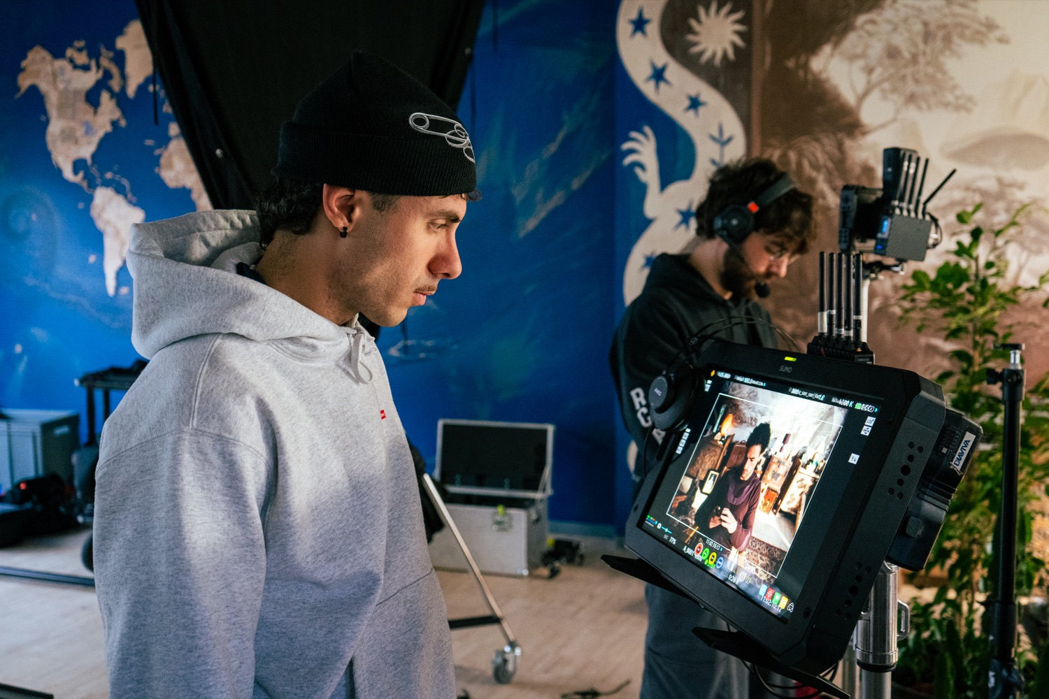 At the monitor