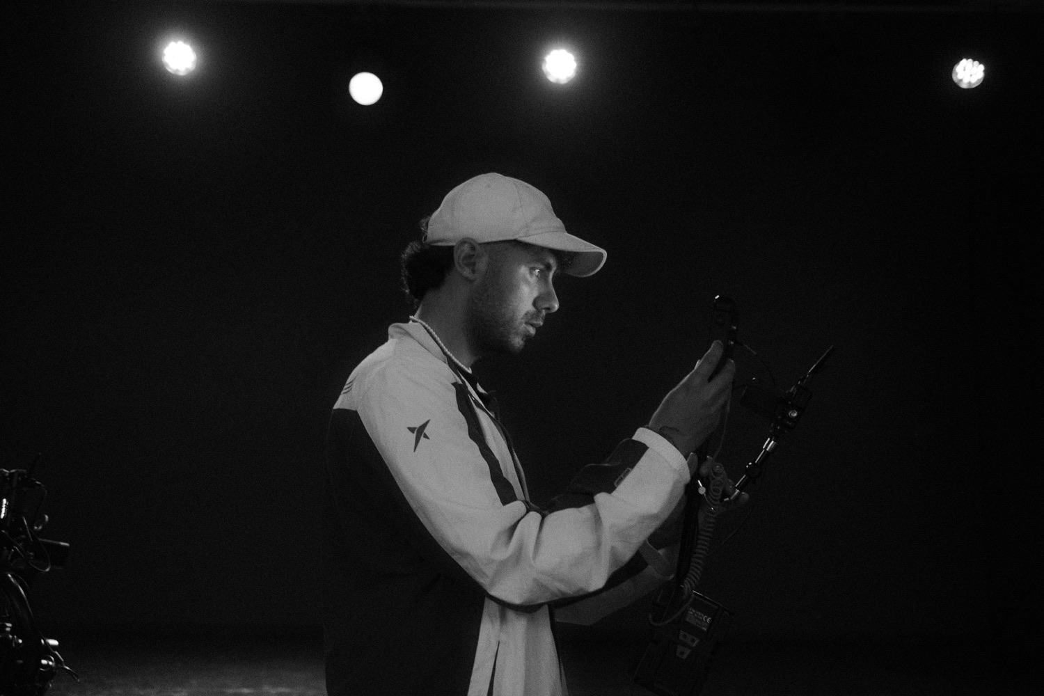 On set with spotlights